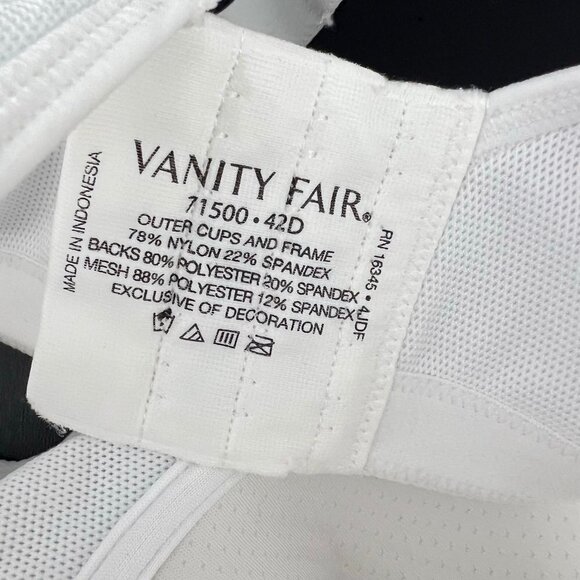 Vanity Fair Mid-Impact Wire-Free Sports Bra 716500 White New - Picture 7 of 7